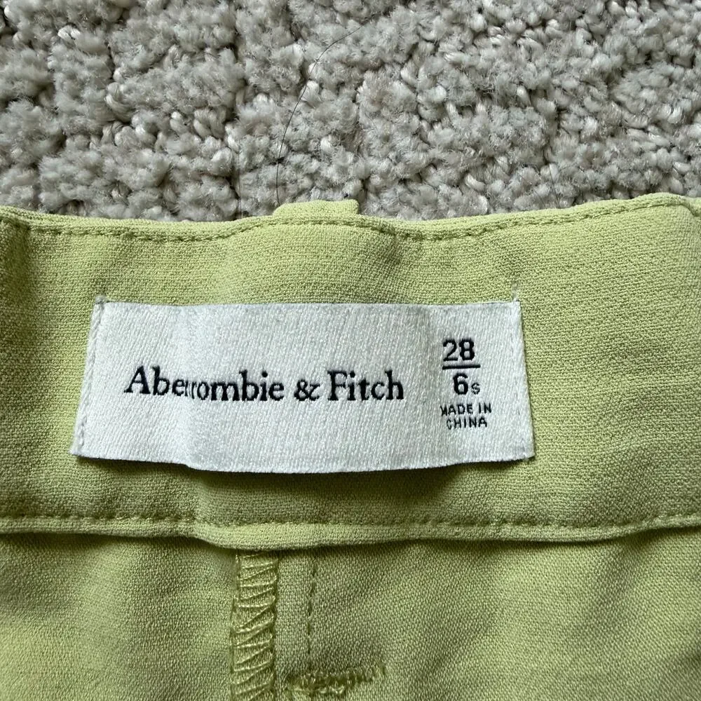 Abercrombie & Fitch Crepe Tailored Ultra Wide Leg Pants Size 28 Lime Green - Picture 8 of 12